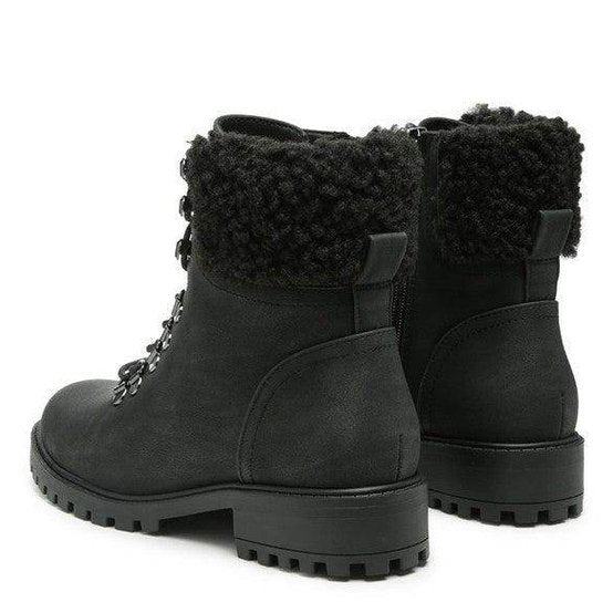 Stylish Rag Company fur collar hiking boots featuring a cozy design for outdoor adventures