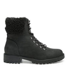 Rag Company women's fur collar hiking boots in black with lace-up design and sturdy sole