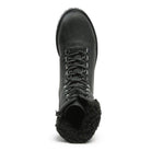 Rag Company women's fur collar hiking boots in black with lace-up design and soft interior lining