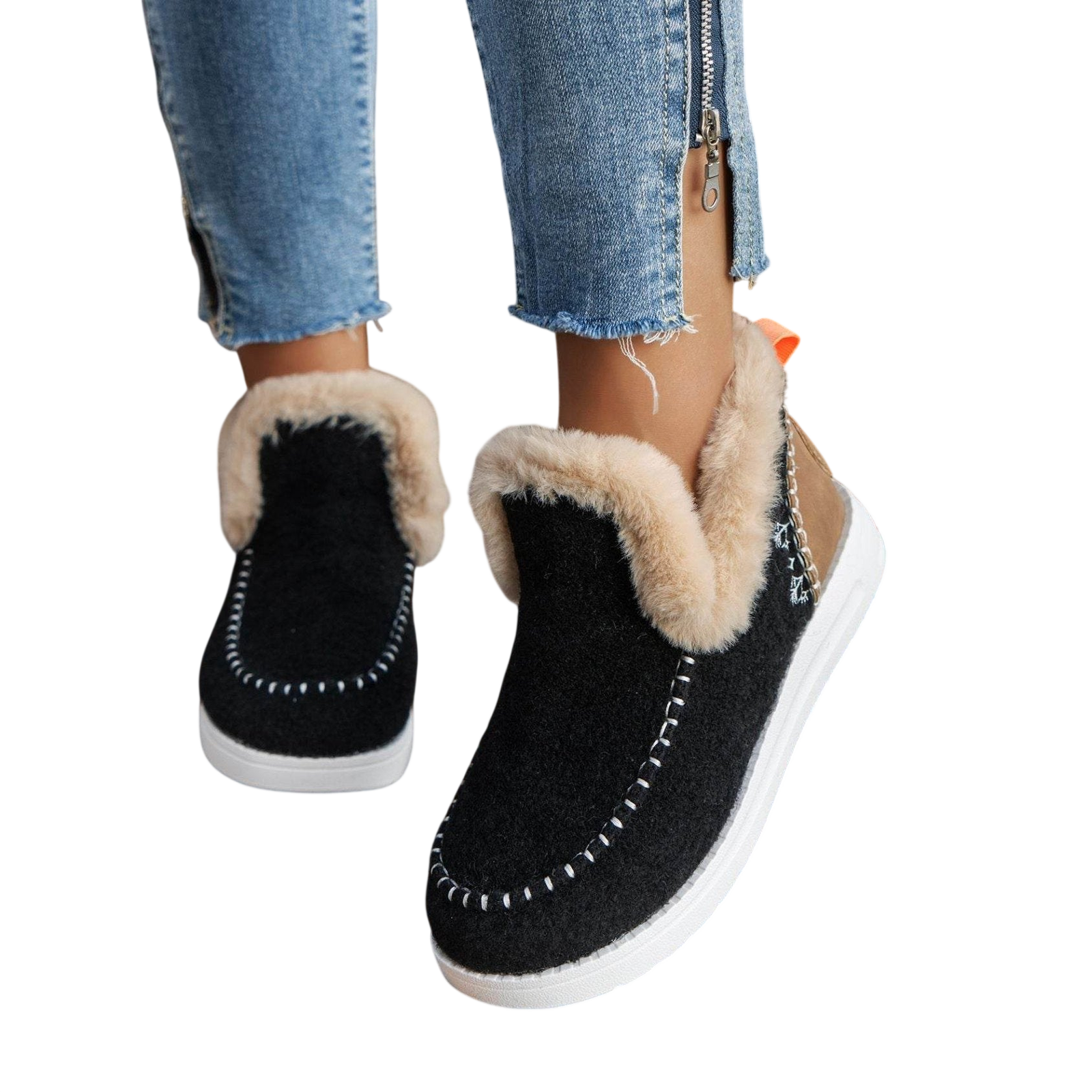 Furry Suede Round Toe Flat Sneakers