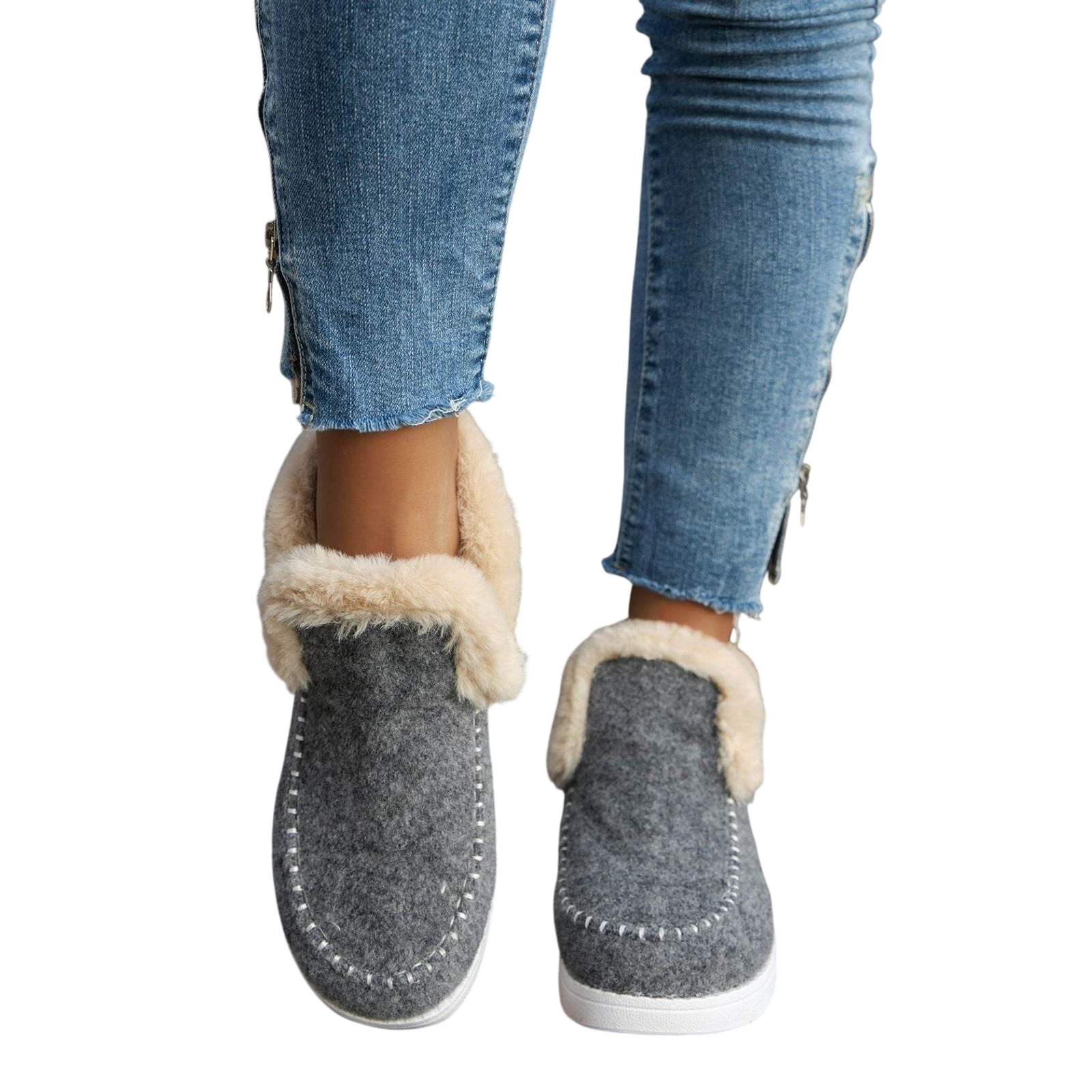 Furry Suede Round Toe Flat Sneakers