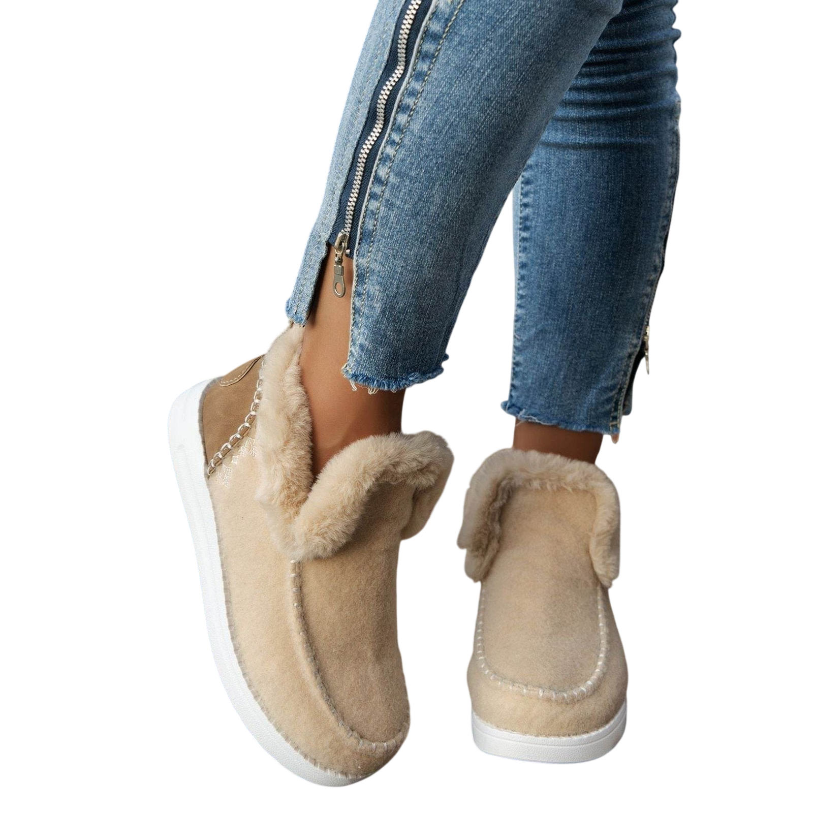Furry Suede Round Toe Flat Sneakers