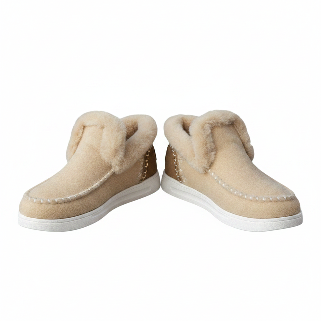 Furry Suede Round Toe Flat Sneakers