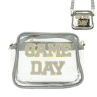 Game day transparent purse with bold lettering for stylish stadium accessories