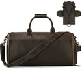 Brown leather garment bag, durable design for travel and storage