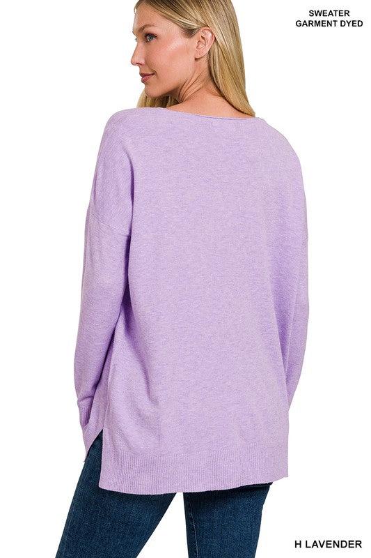 Women's Sweaters Garment Dyed Front Seam Sweater
