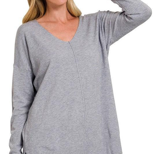 Women's Sweaters Garment Dyed Front Seam Sweater