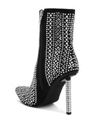 Rag Company gem embellished ankle boots with dazzling rhinestone design and sleek stiletto heel