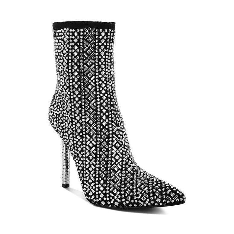 Rag Company's gem embellished ankle boots with sparkling rhinestones and stylish pointed toe