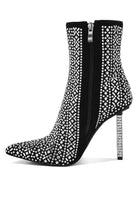 Stylish gem embellished ankle boots with high stiletto heel and sparkling design from Rag Company