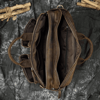 Genuine leather backpack briefcase with multiple compartments for organized storage