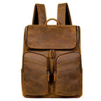 Genuine leather backpack for men with multiple pockets and durable straps for everyday use
