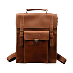 Genuine leather backpack for travel with multiple pockets and adjustable straps in rich brown color