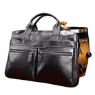 Genuine leather briefcase with dual zip pockets and sturdy handles for professional use
