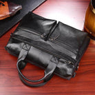 Genuine leather briefcase with multiple zippered pockets for organization and sleek style