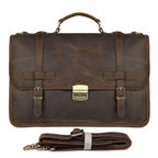 Genuine leather business bag from VacationGrabs with classic design and adjustable strap