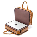 Genuine leather business briefcase with laptop compartment and spacious interior for organization