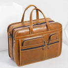 VacationGrabs genuine leather business briefcase with multiple pockets and sturdy handles