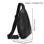 Black genuine leather chest bag for casual outings