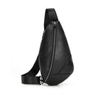 black genuine leather chest bag for stylish everyday use