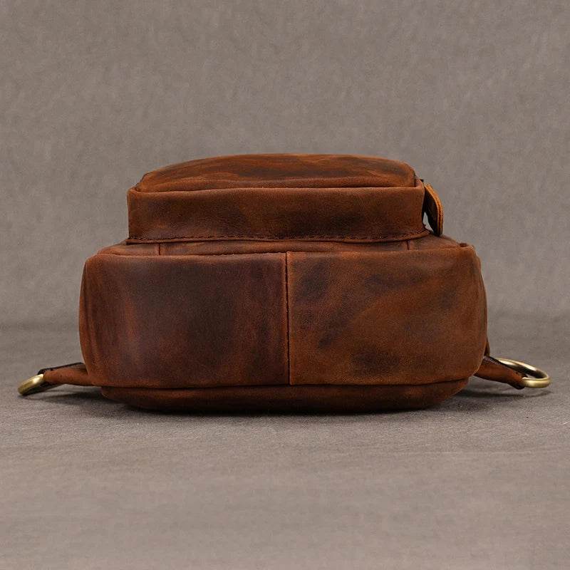 Genuine leather chest bag in brown for everyday use