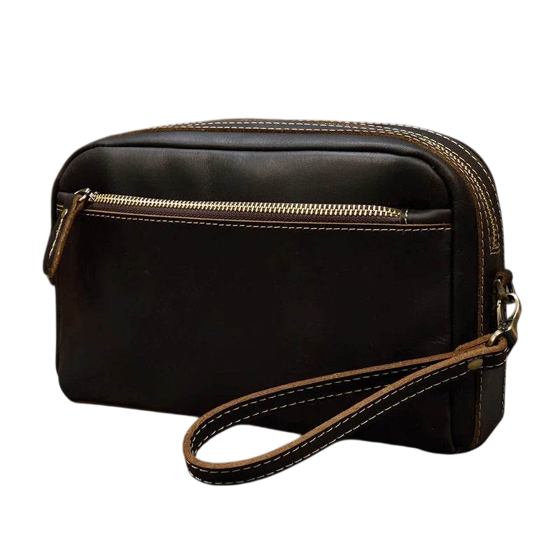 Genuine Leather Clutch Bag for Men Crazy Horse Leather Day