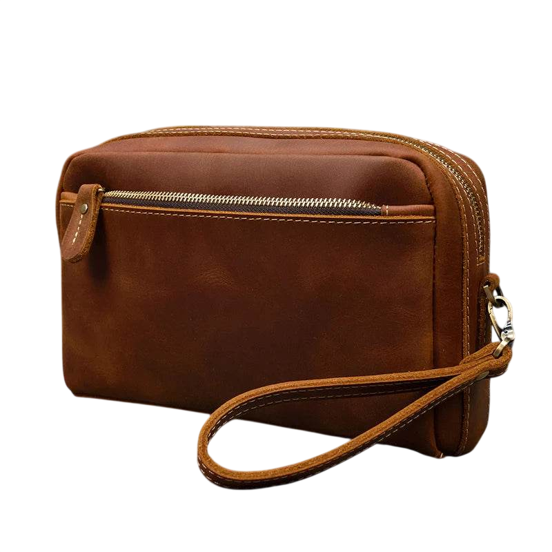 Genuine Leather Clutch Bag for Men Crazy Horse Leather Day