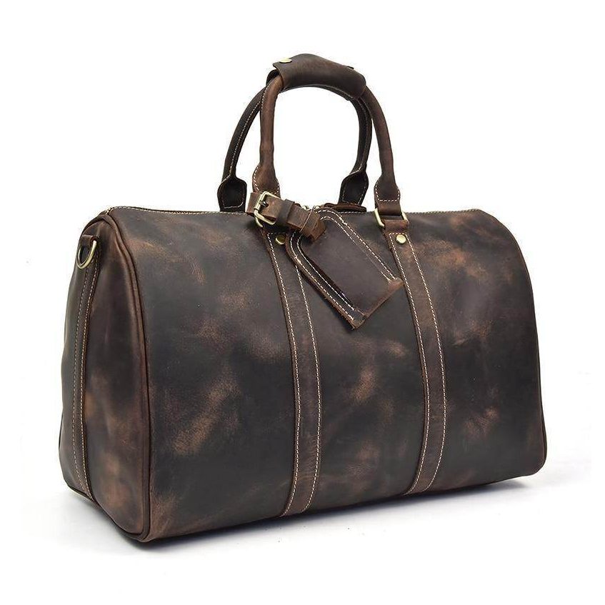 Genuine leather duffel bags with durable design ideal for travel and gym use