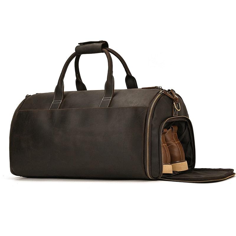 Luggage & Bags - Duffel Genuine Leather Folding Duffel Bag for Business Suit