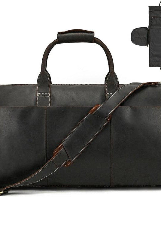 Luggage & Bags - Duffel Genuine Leather Folding Duffel Bag For Business Suit And...