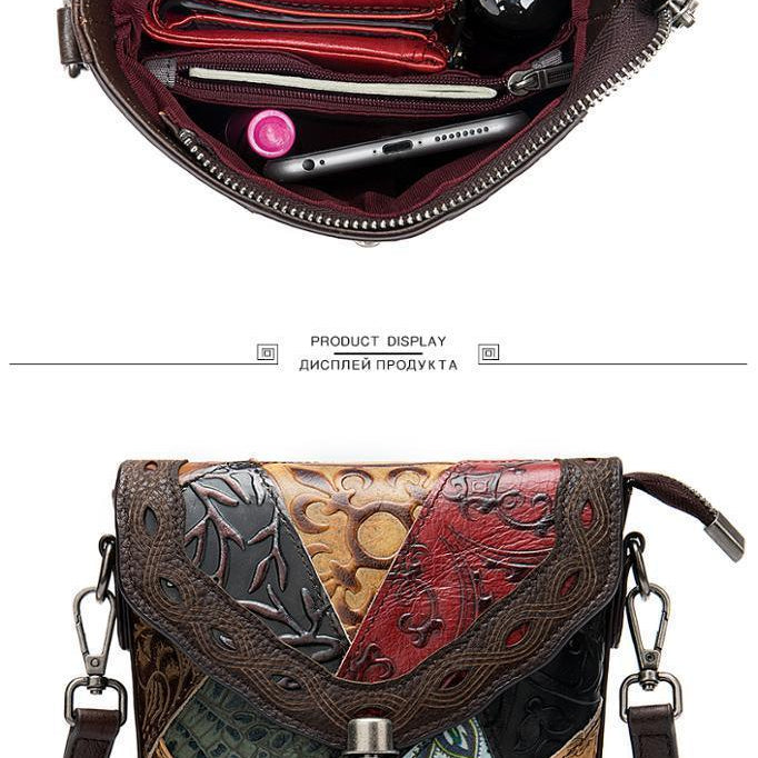 Wallets, Handbags & Accessories Genuine Leather Hobo Handbag Textured Patchwork Crossbody Purse