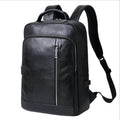 Genuine leather laptop backpack with sleek design and multiple pockets for organization