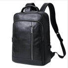 Genuine leather laptop backpack with sleek design and multiple pockets for organization