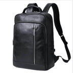 Genuine leather laptop backpack with sleek design and multiple pockets for organization