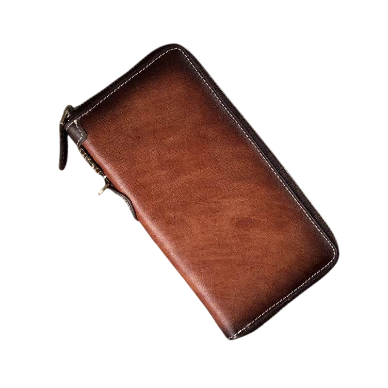 Genuine Leather Long Wallet with Wristlet