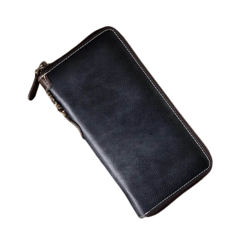 Genuine Leather Long Wallet with Wristlet