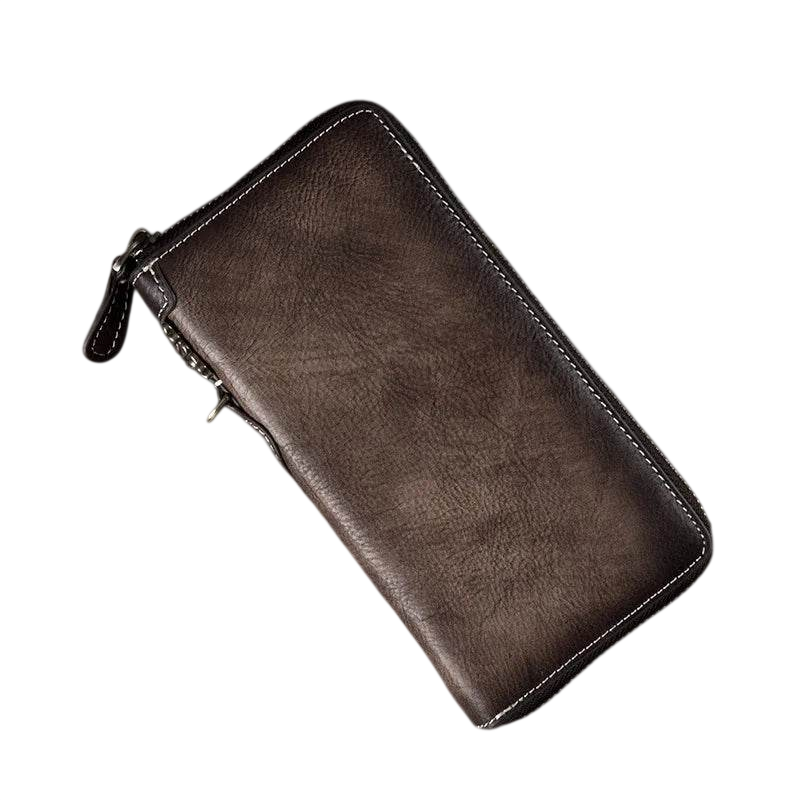 Genuine Leather Long Wallet with Wristlet