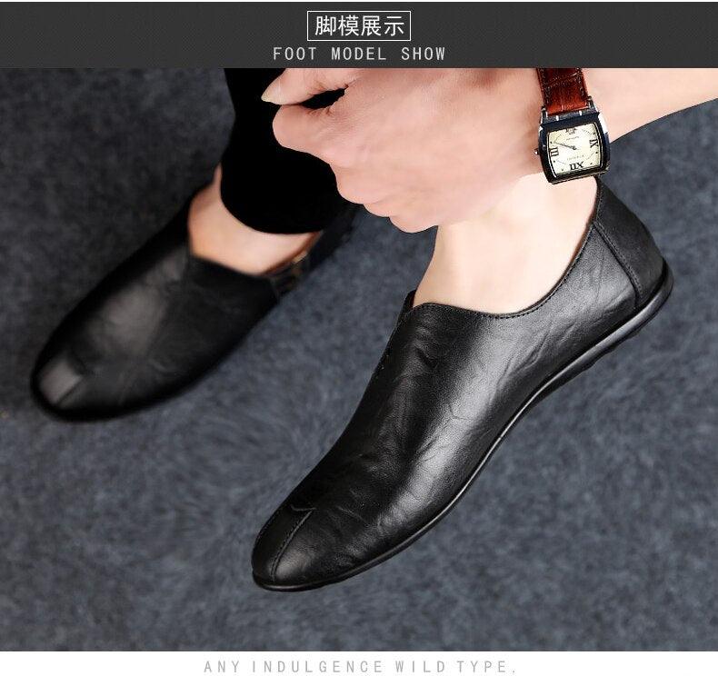 Men's Shoes Genuine Leather Mens Casual Shoes Lazy Driving Shoes