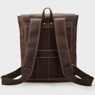 Genuine leather mens travel backpack with padded back and adjustable shoulder straps for comfort