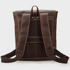 Genuine leather mens travel backpack with padded back and adjustable shoulder straps for comfort