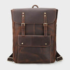 Genuine leather mens travel backpack with stylish design and front pocket for convenience