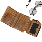 Genuine Leather Short Wallet for Men Bifold Coin Holder Card