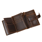 Genuine Leather Short Wallet for Men Bifold Coin Holder Card