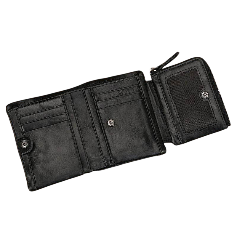 Genuine Leather Short Wallet for Men Bifold Coin Holder Card