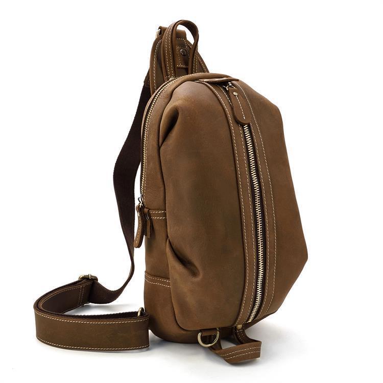 Luggage & Bags - Backpacks Genuine Leather Single Shoulder Mens Chest Bag Casual Day Pack
