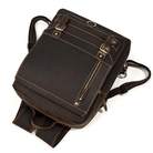 Genuine leather travel backpack with multiple pockets and adjustable straps for convenient carrying
