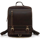 Stylish genuine leather travel backpack with multiple pockets and adjustable straps