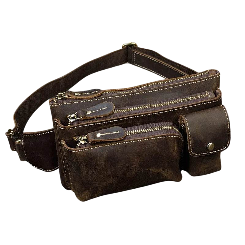 Genuine Leather Waist Bag Belt Pouch for Men Vintage Fanny