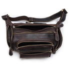 Genuine leather waist bag by VacationGrabs with multiple zippered compartments for easy organization