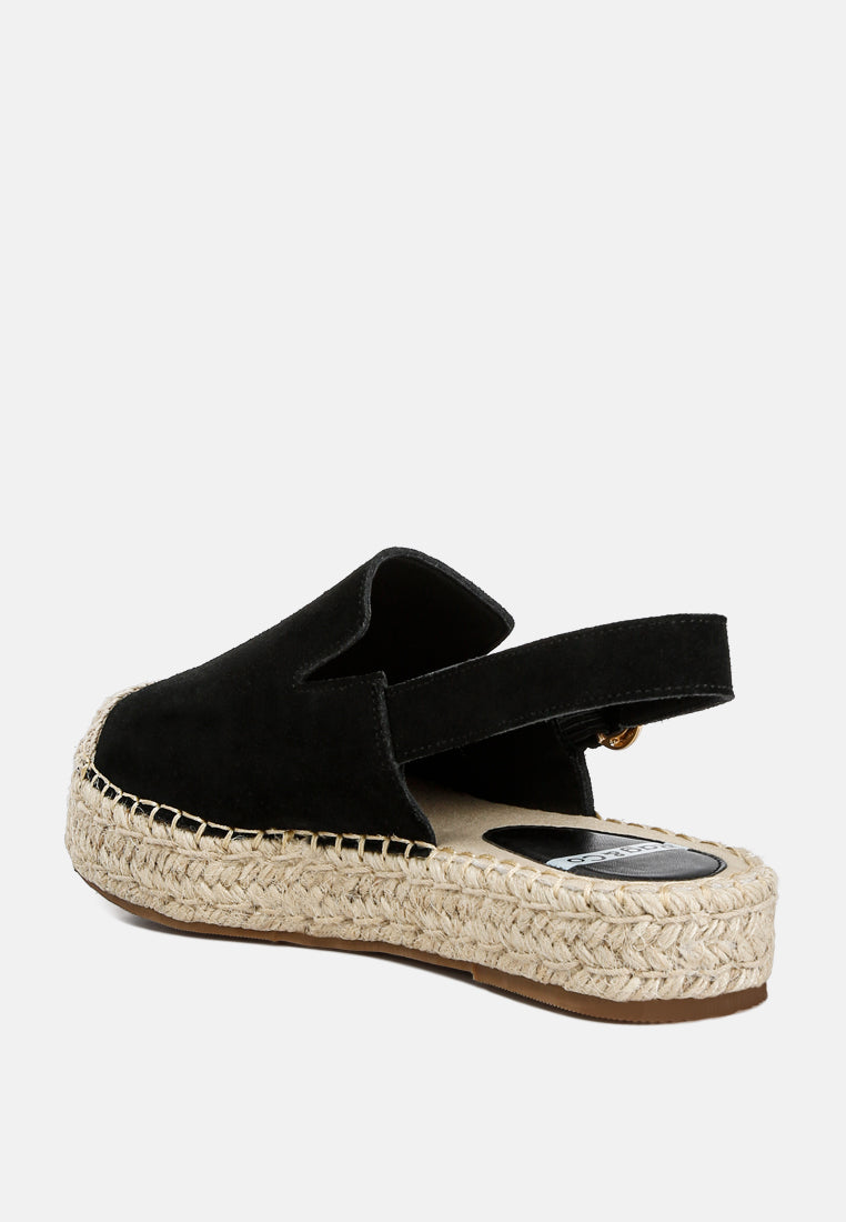 London Rag International genuine suede espadrilles in black with comfortable slingback design